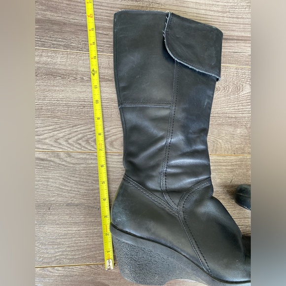 Hush Puppies waterproof black leather wedge heeled tall boots - Picture 14 of 16